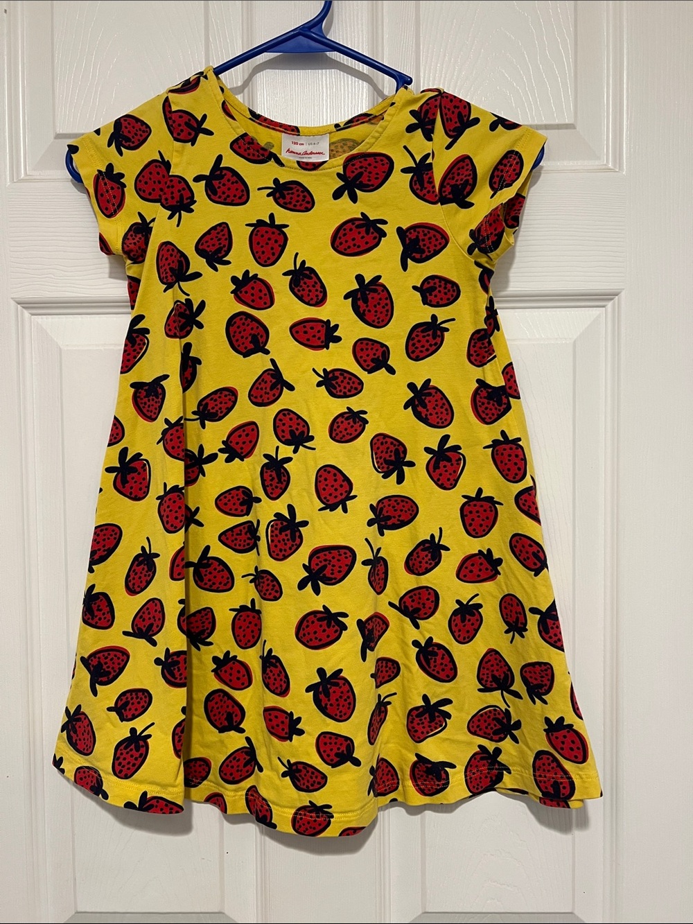 Hanna Andersson Yellow Dress with Red Strawberry Print